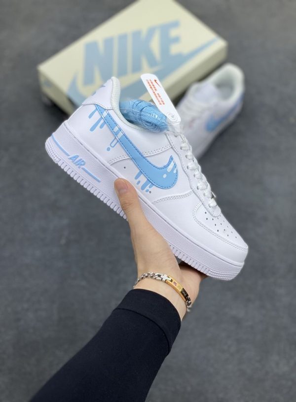 New Arrival Shoes AF 1 Custom Blue Swoosh AJ3125