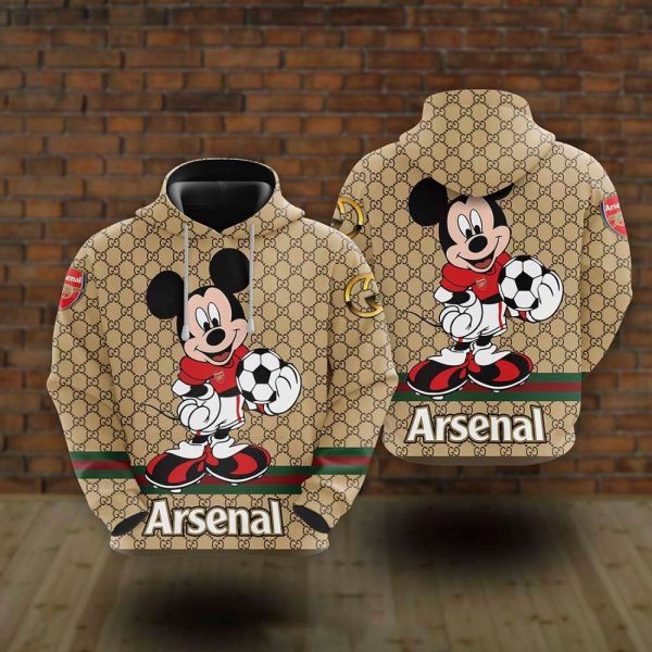 Arsenal Gucci Mickey 3D Hoodie Luxury Brand POD Design 109