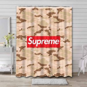 Beige Camouflage Supreme Shower Curtain Set 006