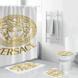 Big Golden Logo Versace Shower Curtain Set 004