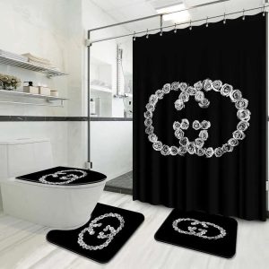 Black Gucci Shower Curtain 007
