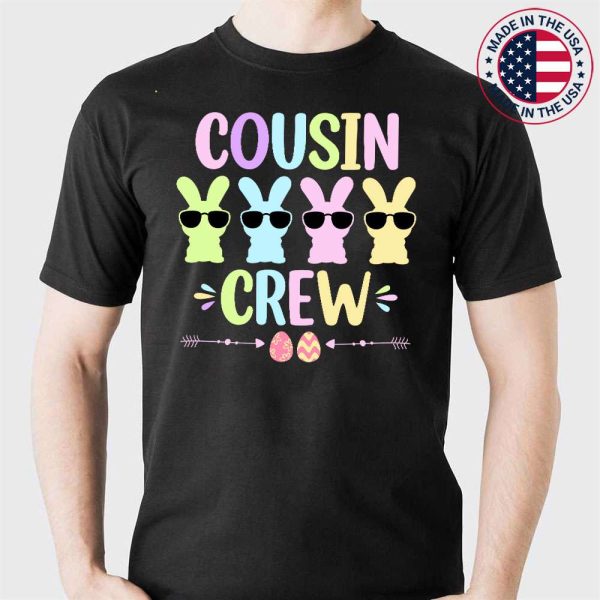 Cousin Crew Cute Bunny Rabbit Matching Easter Day Party T-Shirt