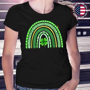 Cute Rainbow Leopard Print Shamrock Lucky St Patricks Day T-Shirt