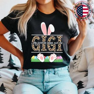 Easter Bunny Ears My Favorite Peeps Call Me Gigi Leopard T-Shirt