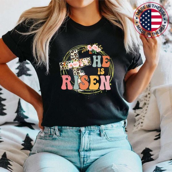 Easter For Christian Teen Girls Mom He Is Risen Leopard T-Shirt