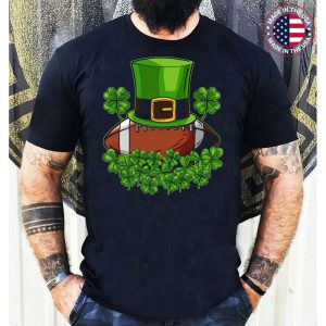 Football St Patricks Day Leprechaun Shamrock Boys Kids T-Shirt