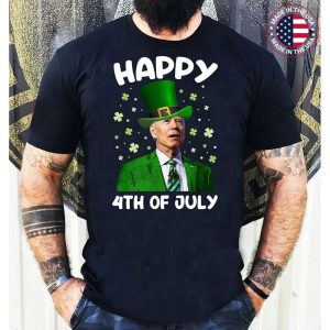 Funny Joe Biden Happy 4th Of July Confused St Patricks Day Shamrock T-Shirt