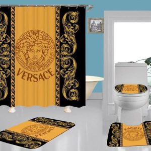 Gold Black Versace Shower Curtain Set 010