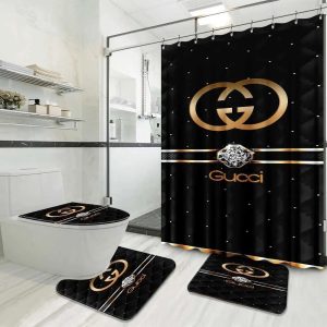 Gold Logo Gucci Shower Curtain 016