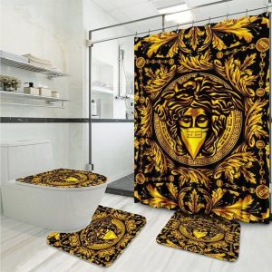 Gold Versace Shower Curtain Set 012