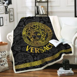 Golden Medusa Logo Versace Blanket 023