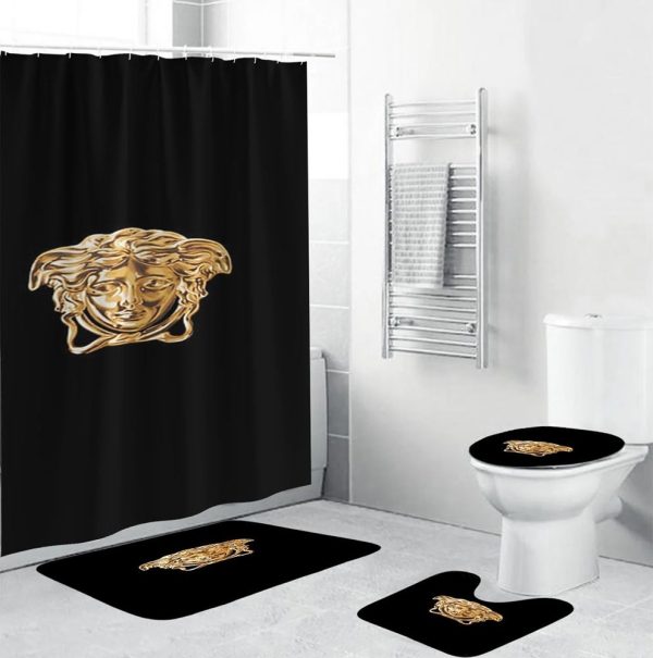 Golden Medusa Versace Shower Curtain Set 015