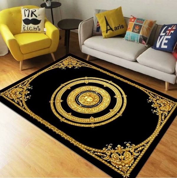 Goldy Logo Versace Living Room Carpet And Rug 029