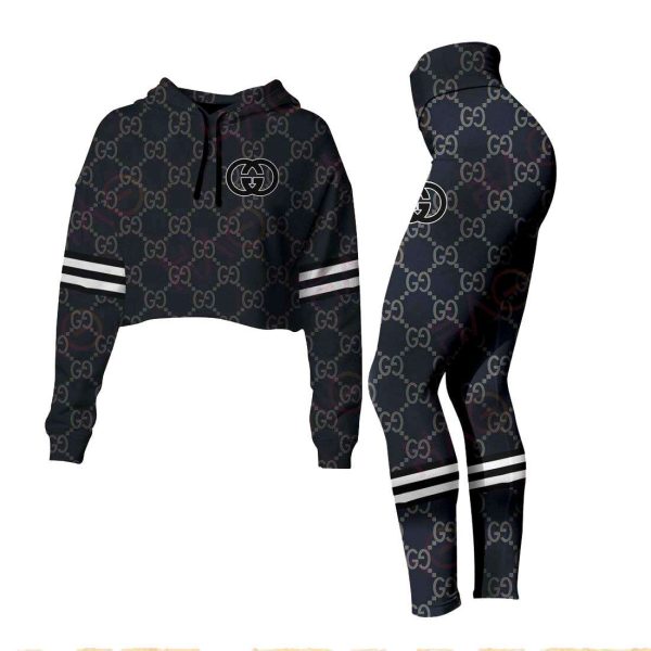 Gucci Black Color Crop Hoodie And Legging Limited Edition 158