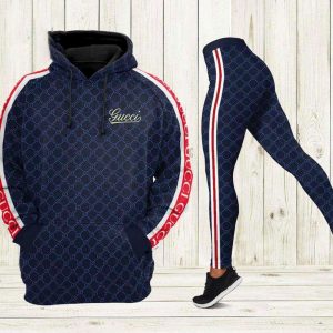 Gucci Navy Hoodie Leggings 3D Luxury Brand Clothing 235