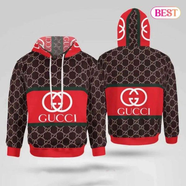 Gucci Red Brown Unisex Hoodie Gucci Logo Hoodie For Men Women 224