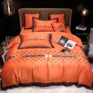 Hermes Paris Luxury Brand Light Red Bedding Sets 127