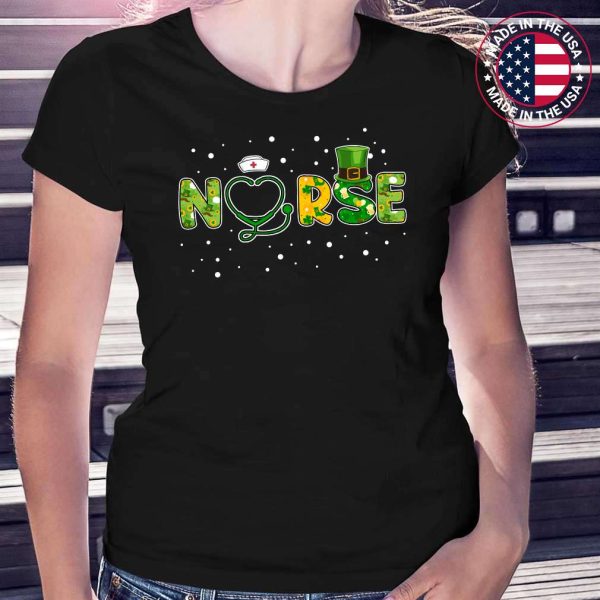 Irish Nurse Stethoscope Scrub St Patricks Day Nurses Womens T-Shirt