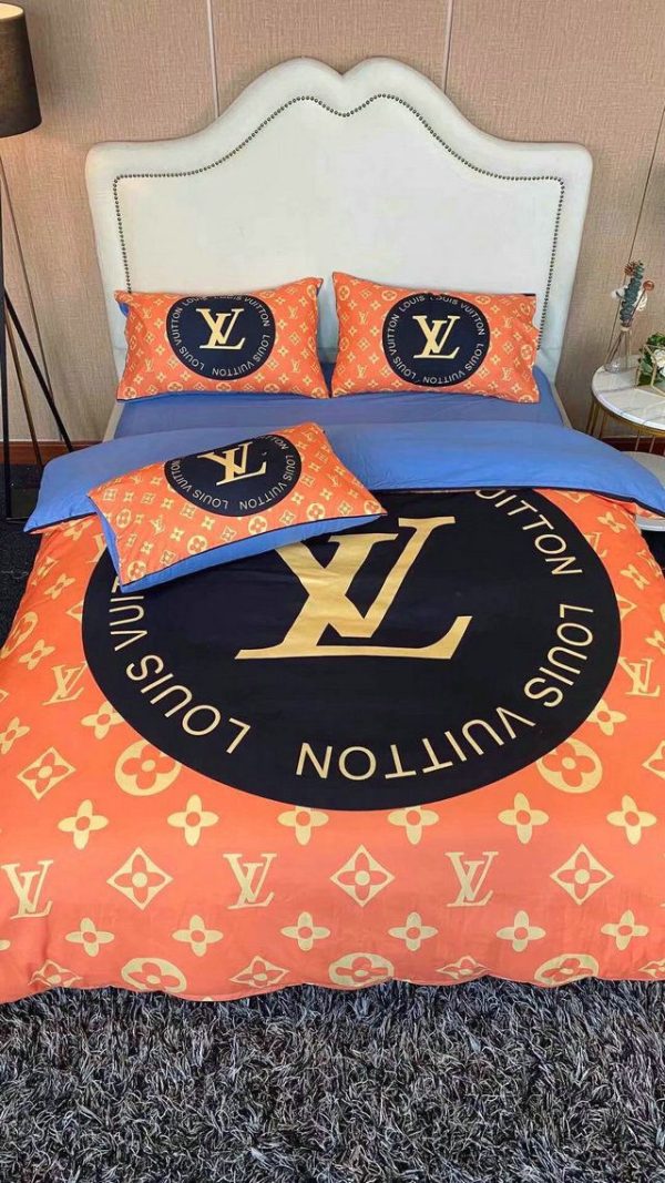 LV Type Bedding Sets Duvet Cover LV Bedroom Sets Luxury Brand Bedding 111