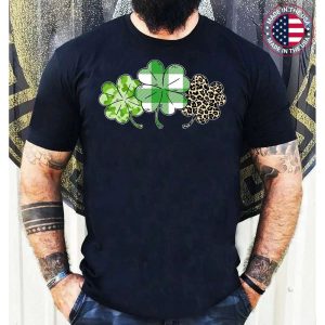 Leopard Plaid Shamrock Camouflage Funny St Patricks Day T-Shirt