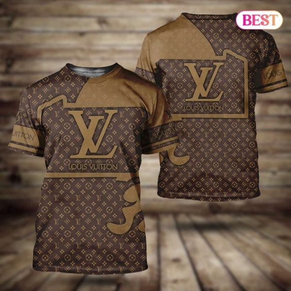 LV Basic Brown Luxury Brand 3D T-Shirt 051