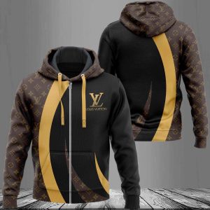 Louis Vuitton Logo Mix Black Luxury 3D Hoodie 008