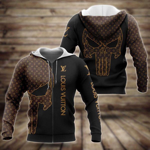 Louis Vuitton Luxry Brand Skull 3D Hoodie 010