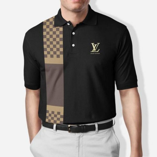 Louis Vuitton Luxury Black 3D Polo Shirt 016