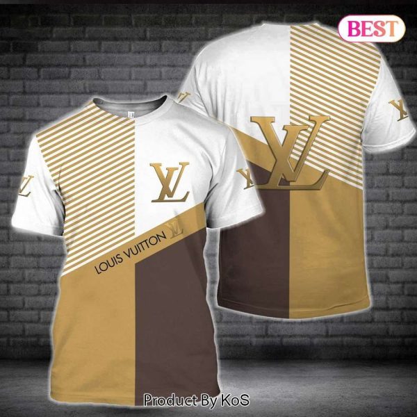 Louis Vuitton Luxury Brand Gold Mix Color 3D T-Shirt 044