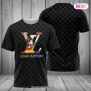 LV Mickey Mouse Luxury Brand Full Logo 3D T-Shirt 064