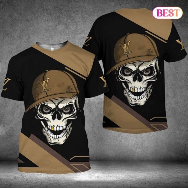 Louis Vuitton Skullcap Luxury Brand 3D T-Shirt 043