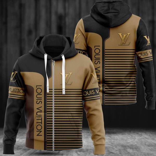 Louis Vuitton Stripe Black Luxury 3D Hoodie Limited Edition 040