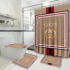 Luxury Beige Gucci Shower Curtain 039