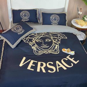 Luxury Brand Versace Logo Blue Bedding Sets 002