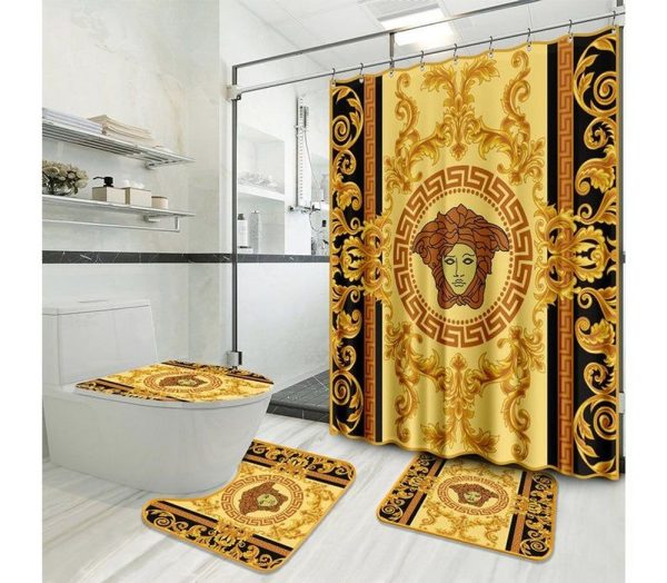 Luxury Gold Versace Shower Curtain Set 017