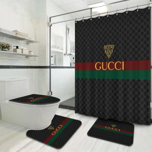 Luxury Gray Gucci Shower Curtain 041