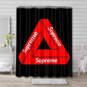 Red Logo Supreme Shower Curtain Set 030