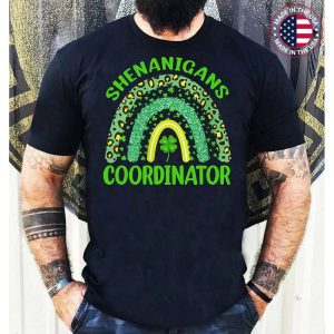 Shenanigans Coordinator Leopard St Patrick’s Day Shamrock T-Shirt