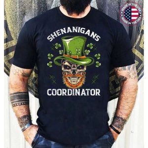 Shenanigans Coordinator Saint Patrick Day Shamrock Skeleton T-Shirt