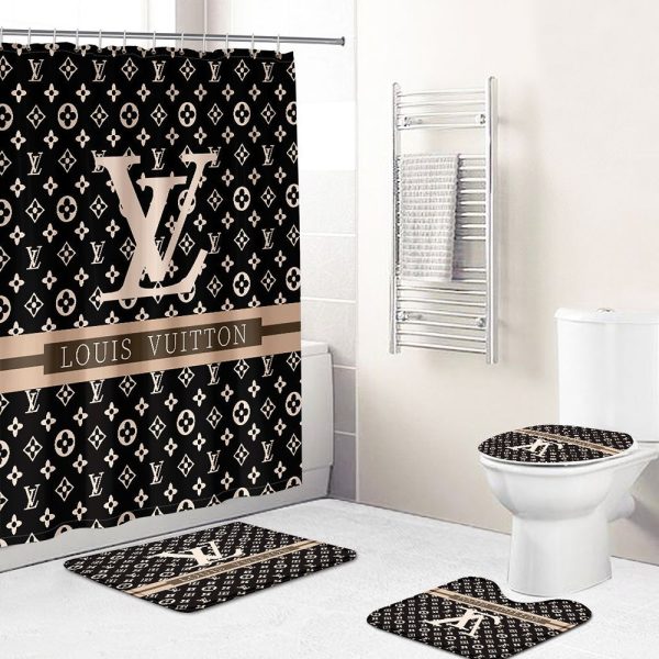 Shower Curtains Louis Vuitton Beige Brown Full Bathroom Sets 076