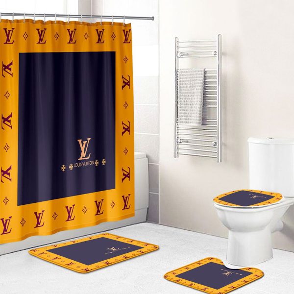 Shower Curtains Louis Vuitton Blue And Yellow Full Bathroom Sets 084