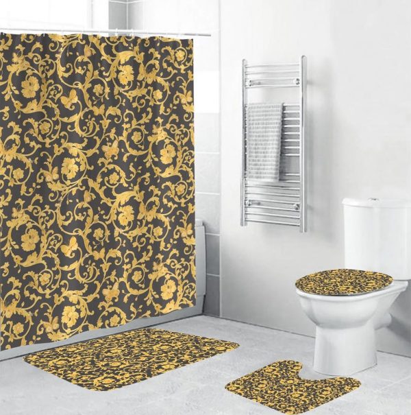 Small Baroque Pattern Versace Shower Curtain Set 027