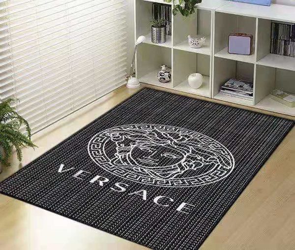 White Logo Versace Living Room Carpet And Rug 060