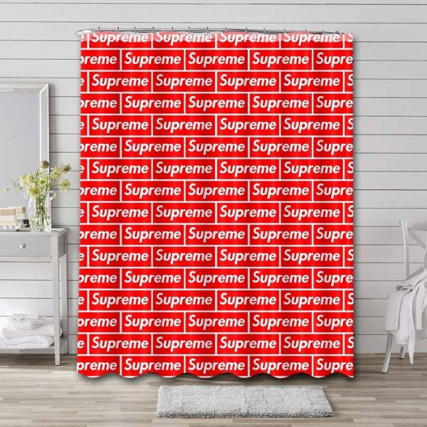 White Pattern Supreme Shower Curtain Set 043