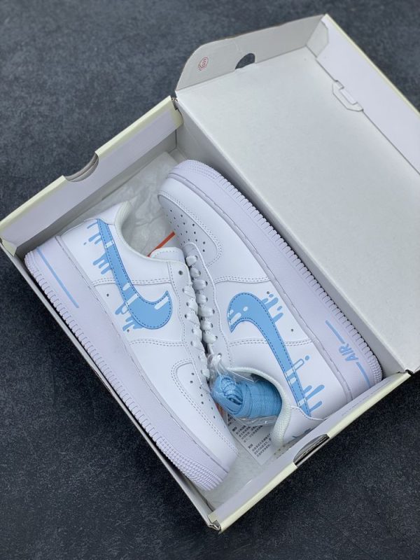 New Arrival Shoes AF 1 Custom Blue Swoosh AJ3125